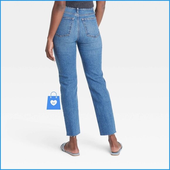 6 Short - Womens Mid-Rise 80s Slim Fit Jeans - Universal Thread - Blue - Picture 4 of 11